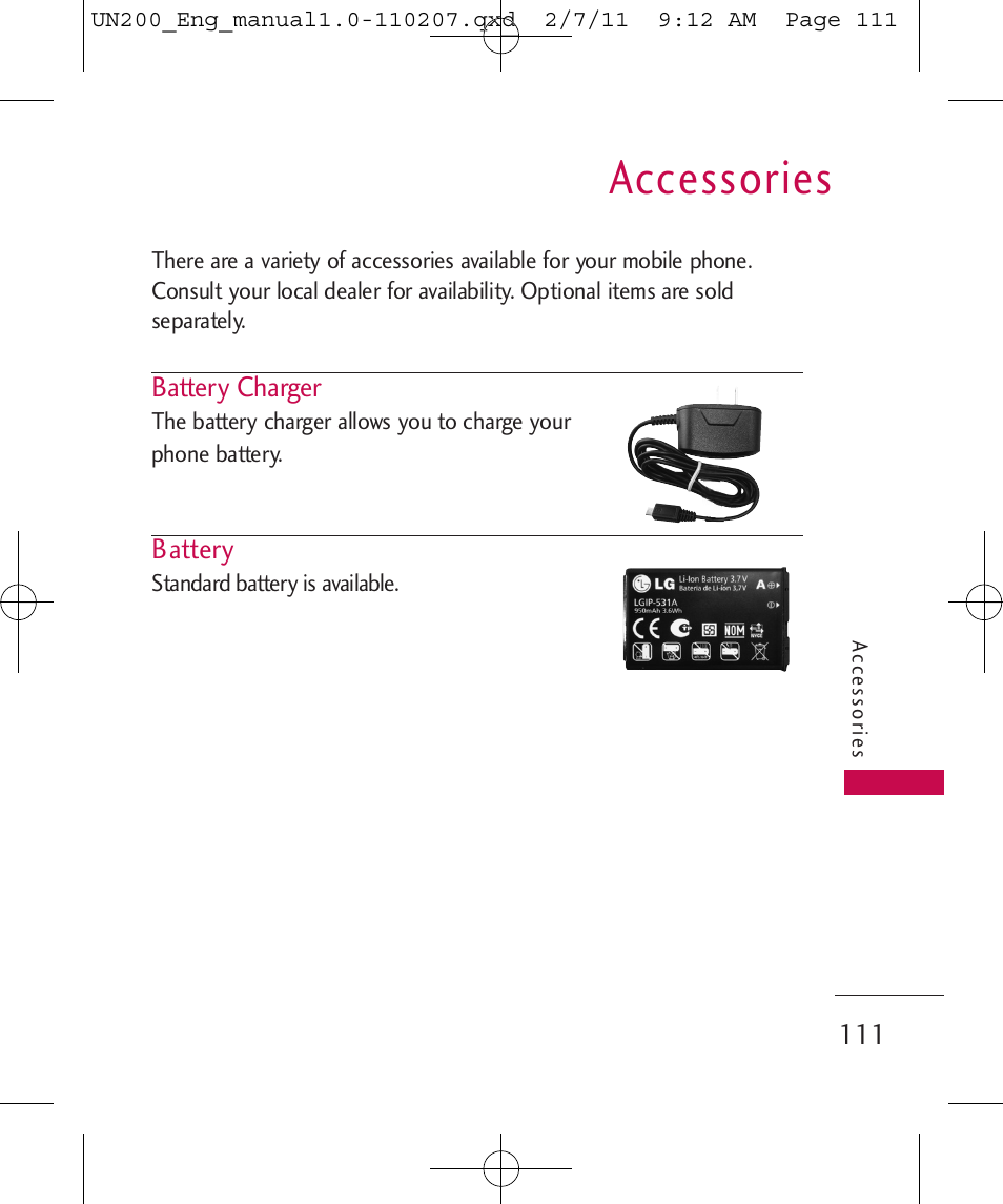Accessories | LG UN200 User Manual | Page 111 / 120