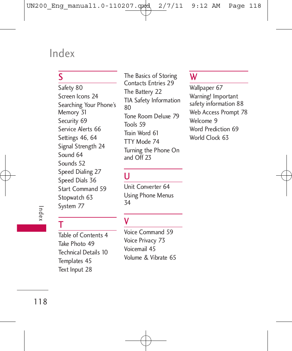 Index | LG UN200 User Manual | Page 118 / 120