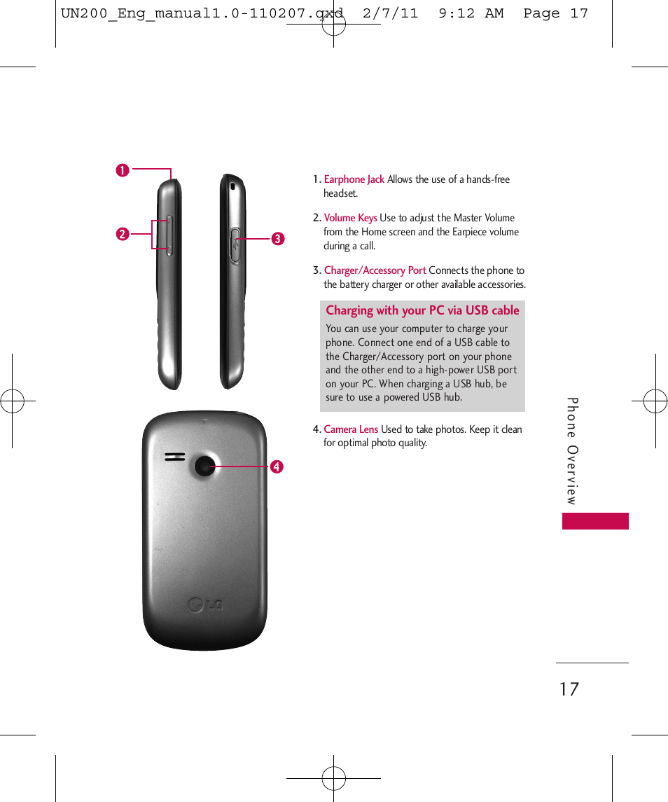 Phone ov ervie w | LG UN200 User Manual | Page 17 / 120