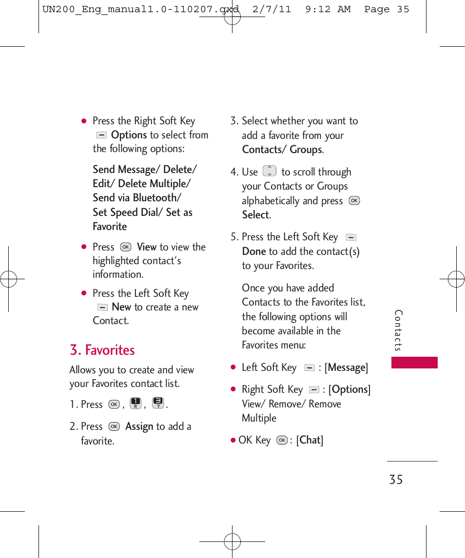 Favorites | LG UN200 User Manual | Page 35 / 120