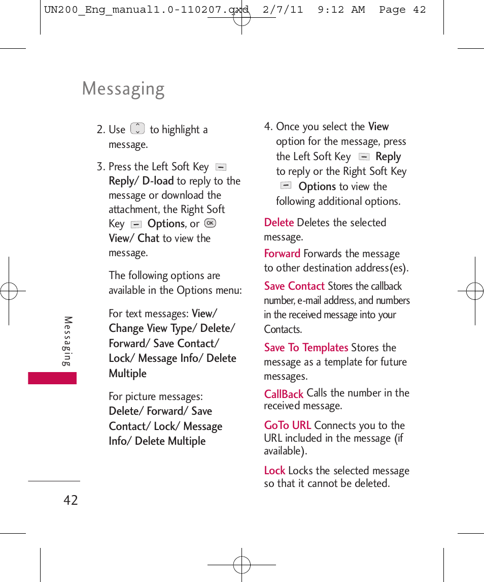 Messaging | LG UN200 User Manual | Page 42 / 120