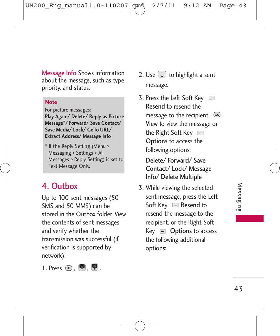 Outbox | LG UN200 User Manual | Page 43 / 120