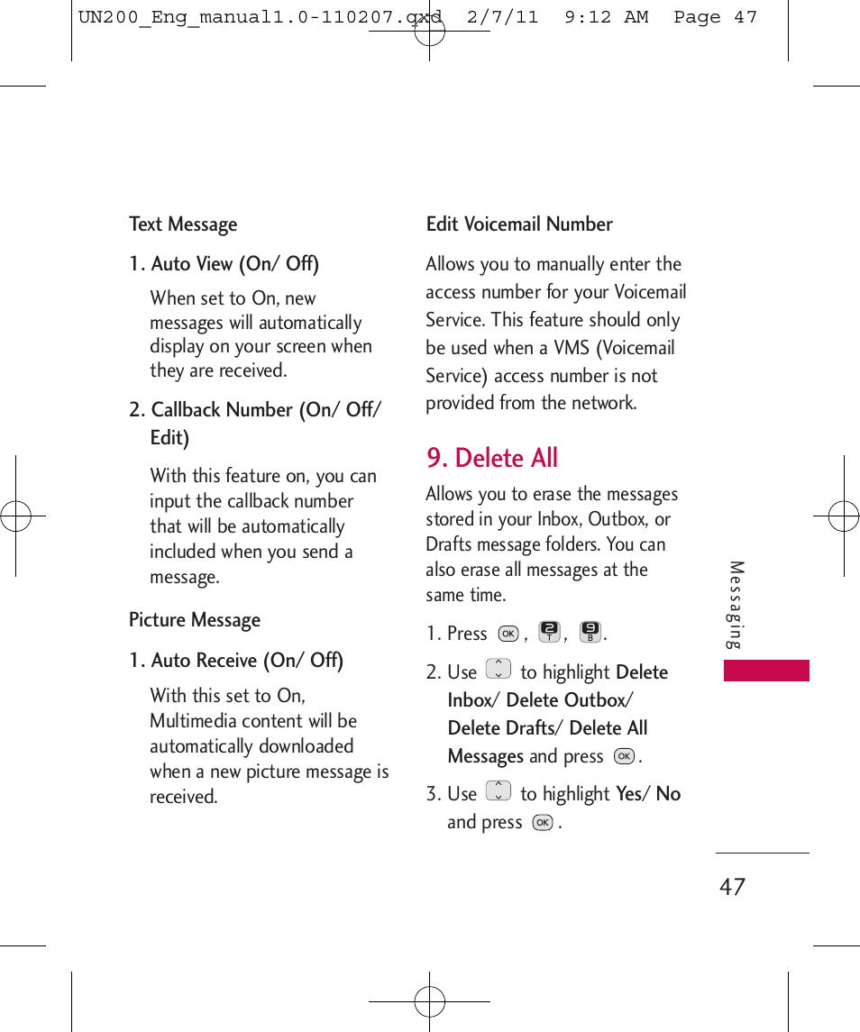Delete all | LG UN200 User Manual | Page 47 / 120