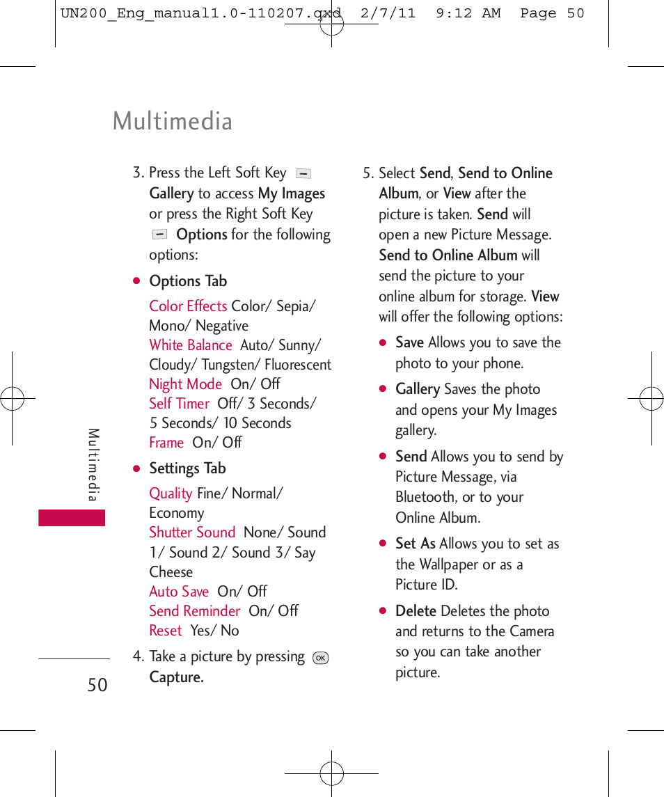 Multimedia | LG UN200 User Manual | Page 50 / 120