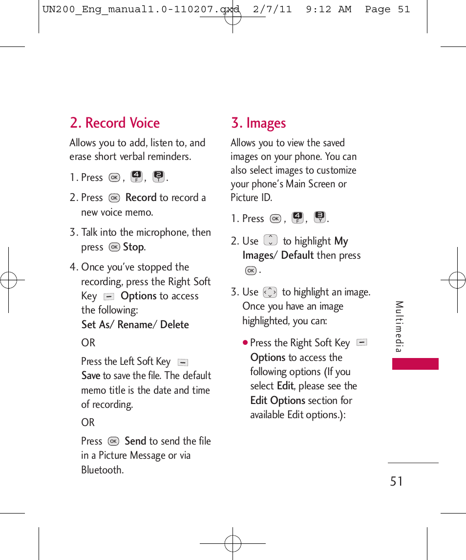 Record voice, Images | LG UN200 User Manual | Page 51 / 120