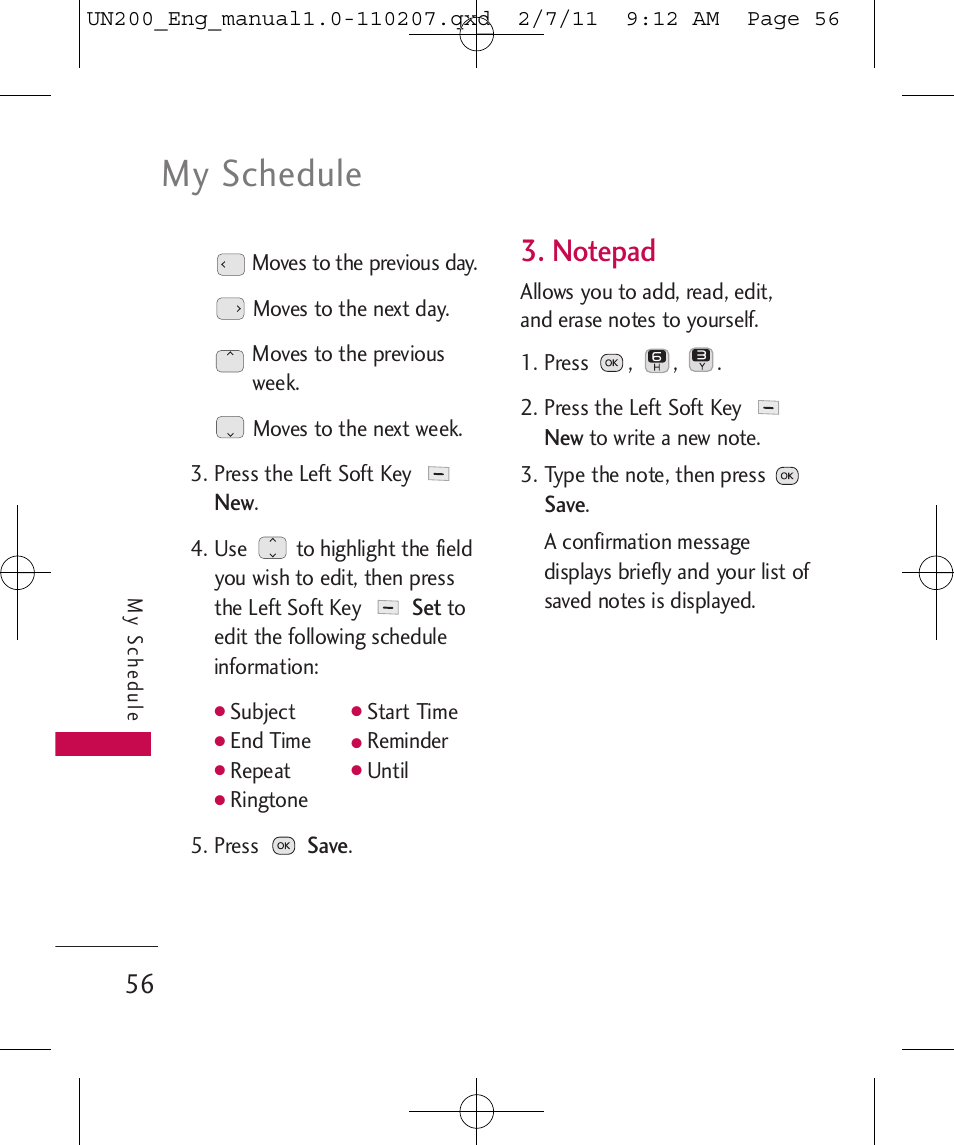 My schedule | LG UN200 User Manual | Page 56 / 120