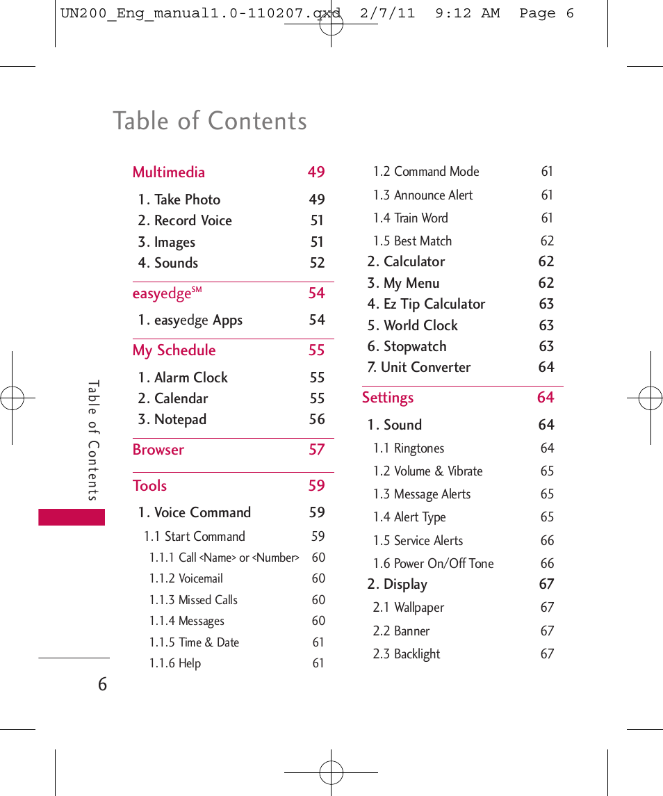 LG UN200 User Manual | Page 6 / 120