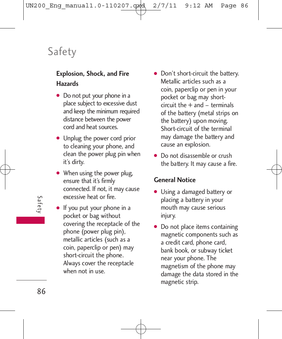 Safety | LG UN200 User Manual | Page 86 / 120