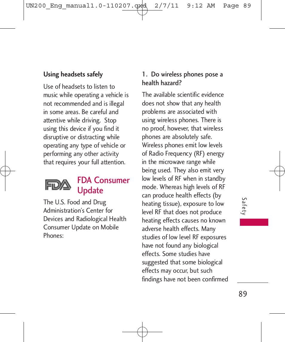 Fda consumer update | LG UN200 User Manual | Page 89 / 120