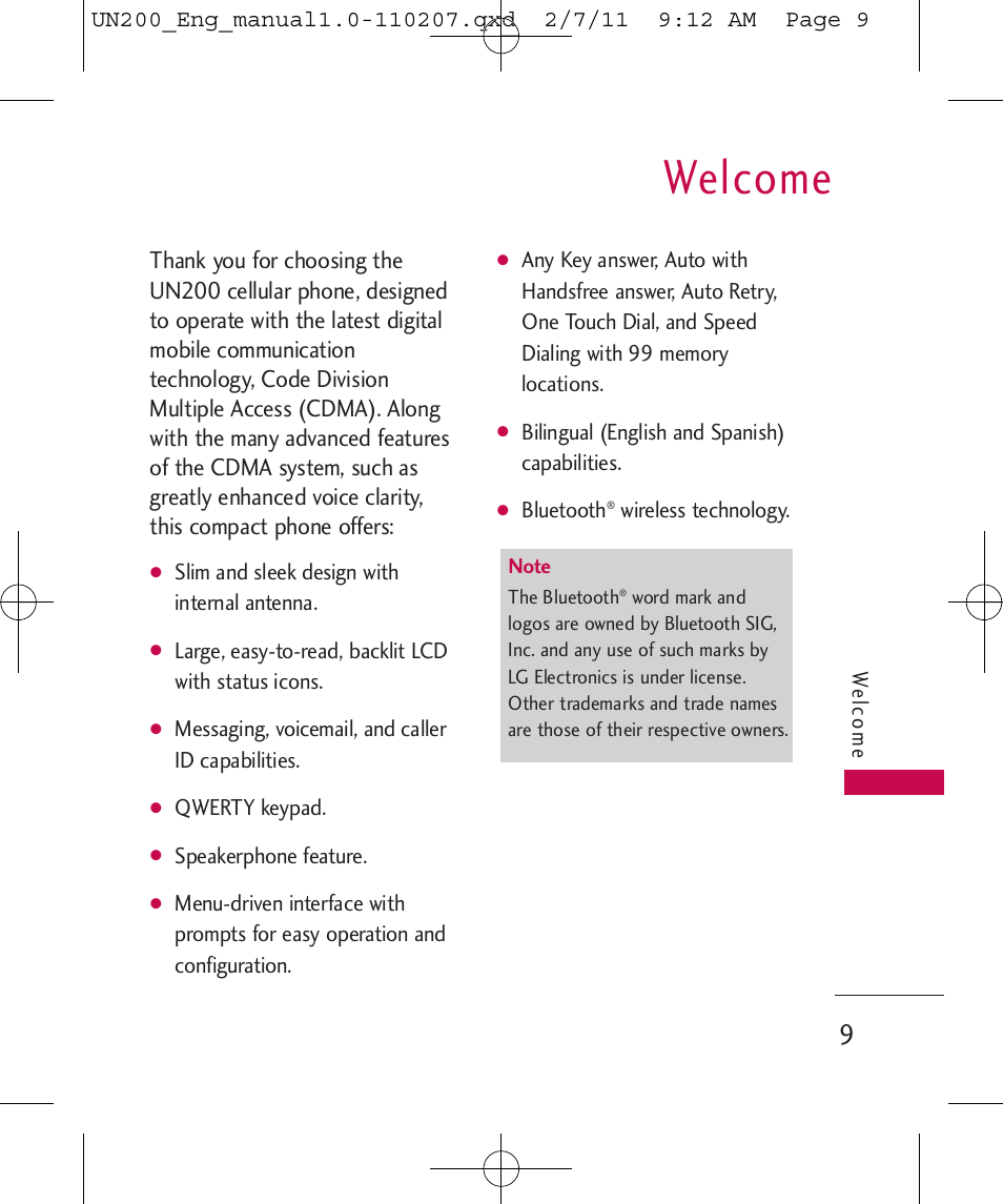 Welcome | LG UN200 User Manual | Page 9 / 120