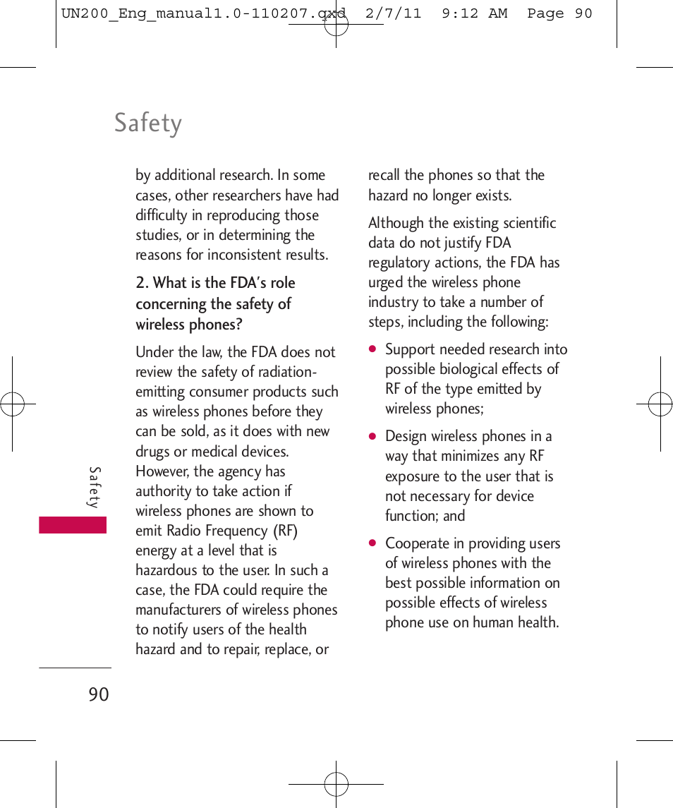 Safety | LG UN200 User Manual | Page 90 / 120