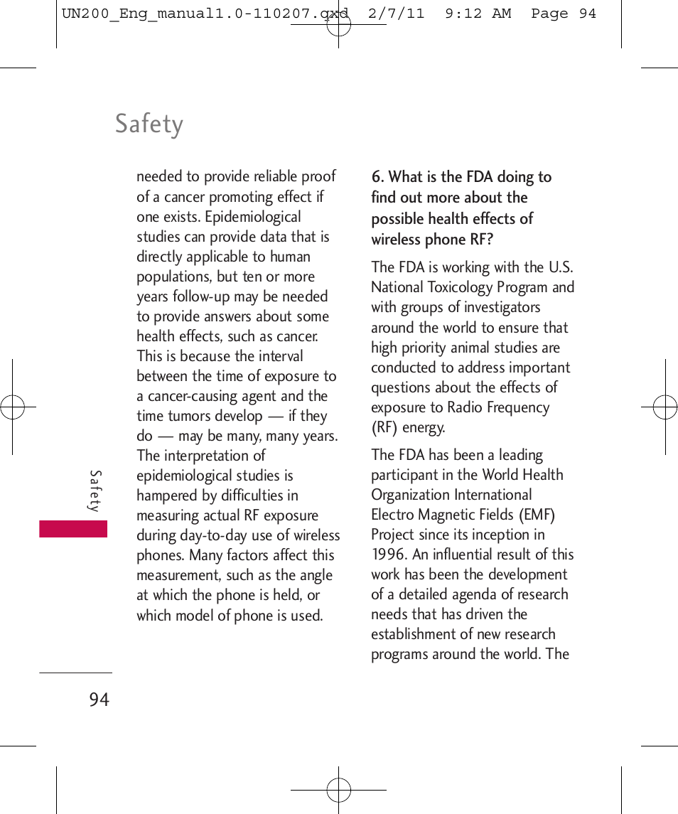 Safety | LG UN200 User Manual | Page 94 / 120
