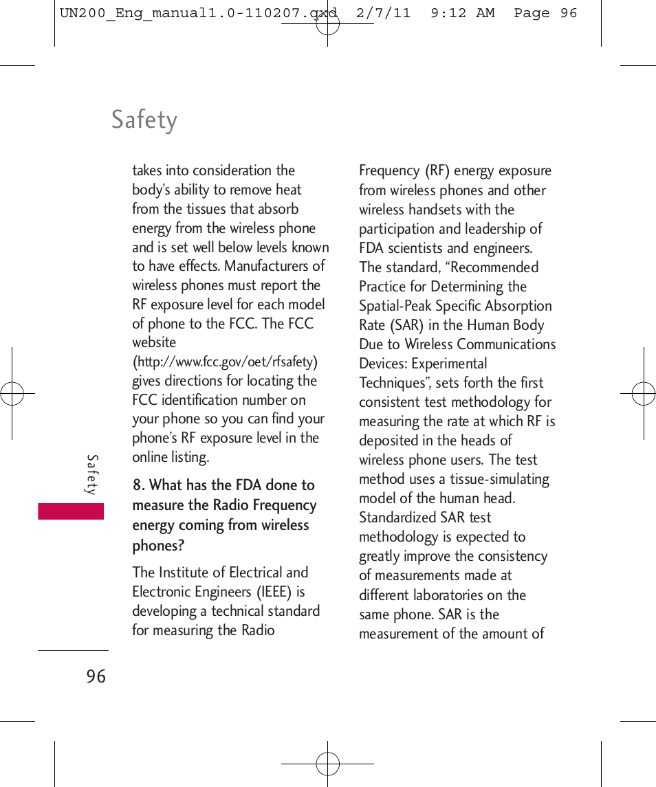 Safety | LG UN200 User Manual | Page 96 / 120