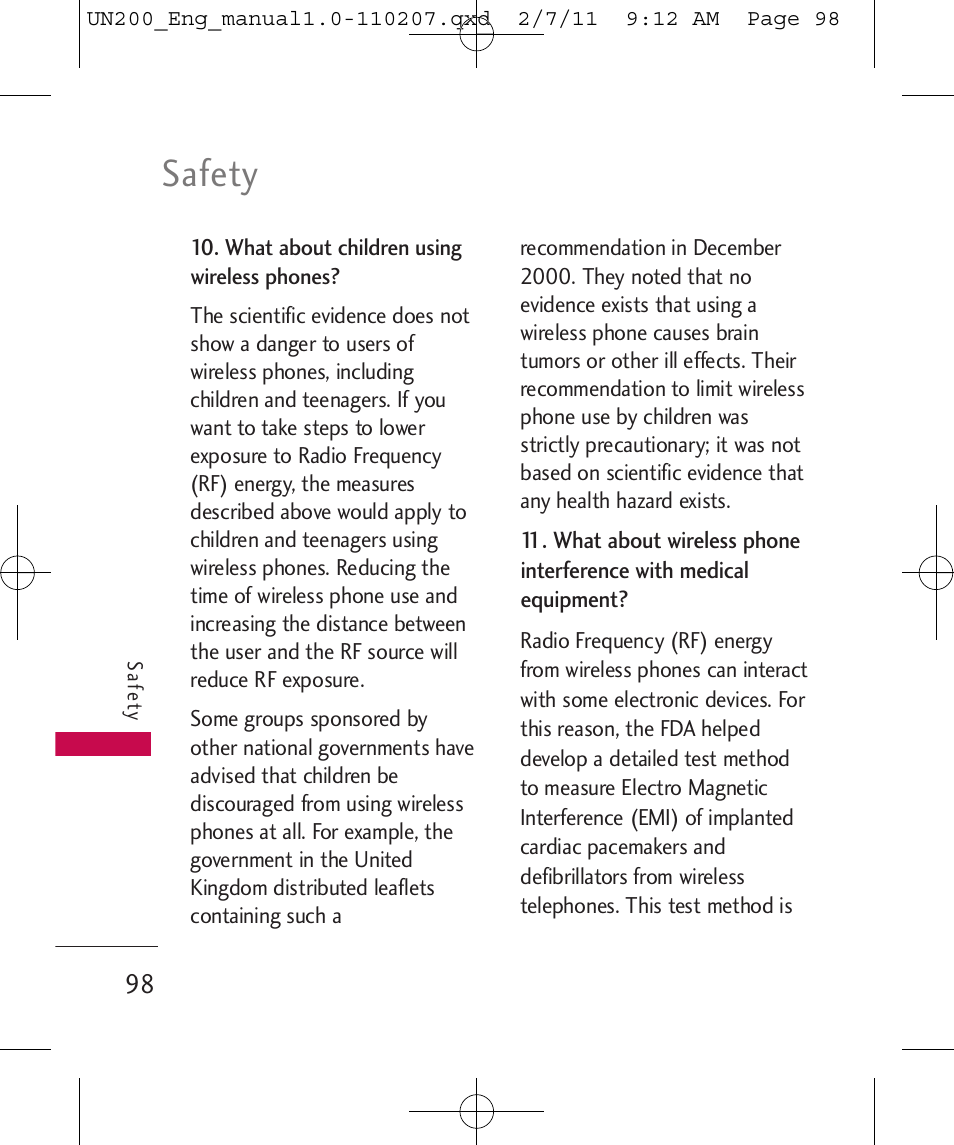 Safety | LG UN200 User Manual | Page 98 / 120