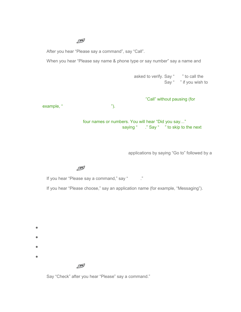 Make a voice call with asr, Open menus with, Check phone status using asr | LG LN272 User Manual | Page 115 / 124