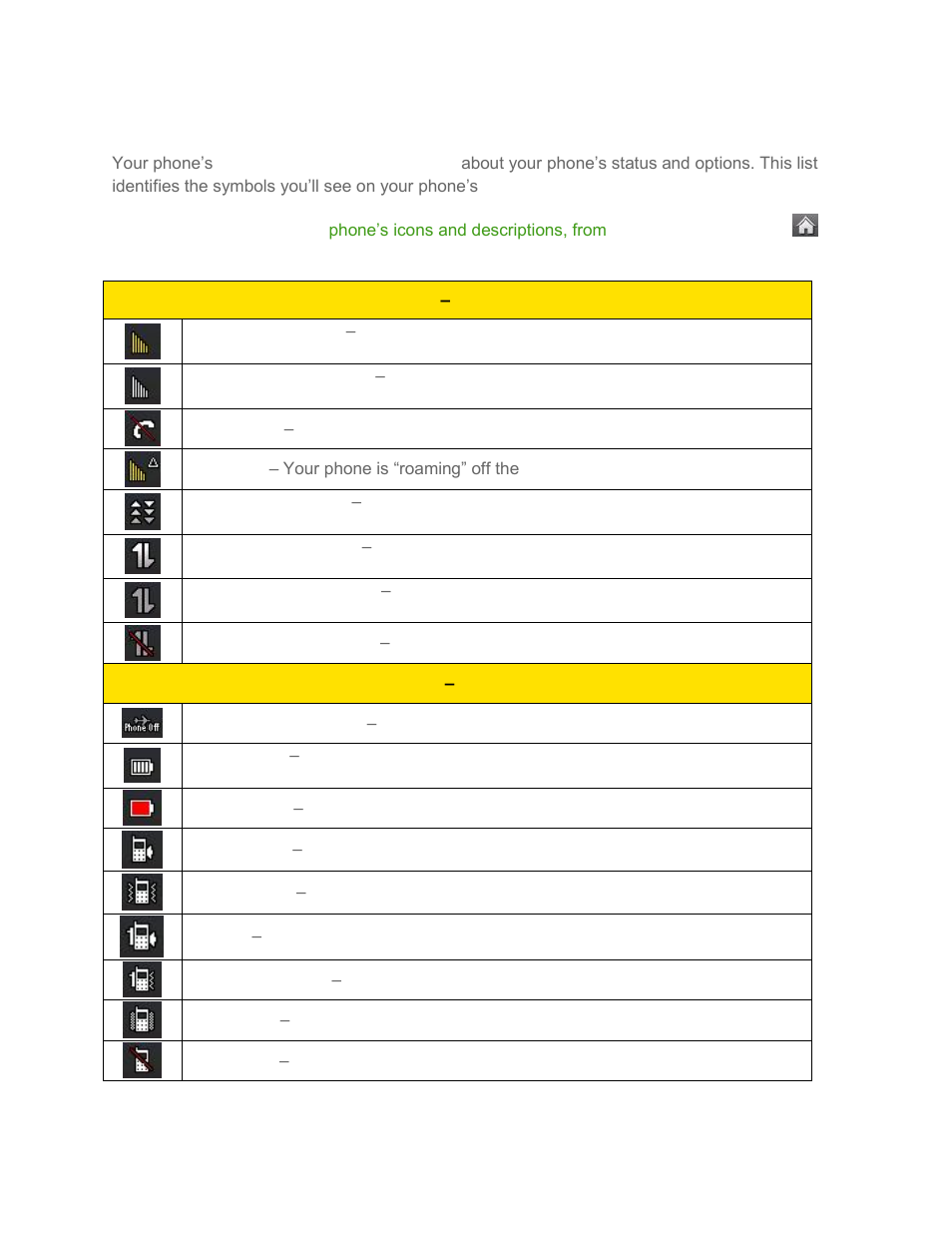 Status bar | LG LN272 User Manual | Page 24 / 124