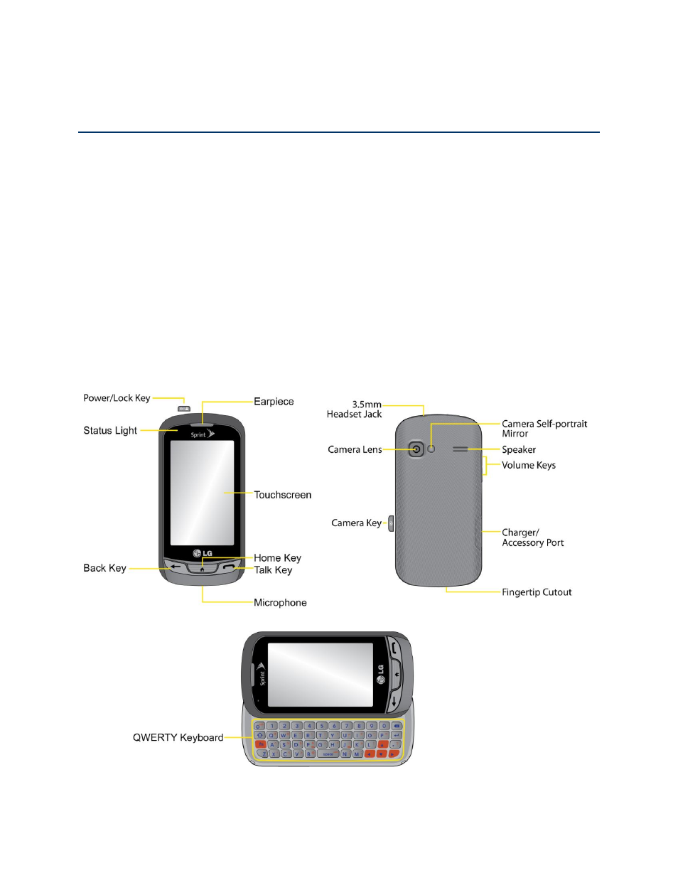 Get started, Your phone at a glance | LG LN272 User Manual | Page 9 / 124