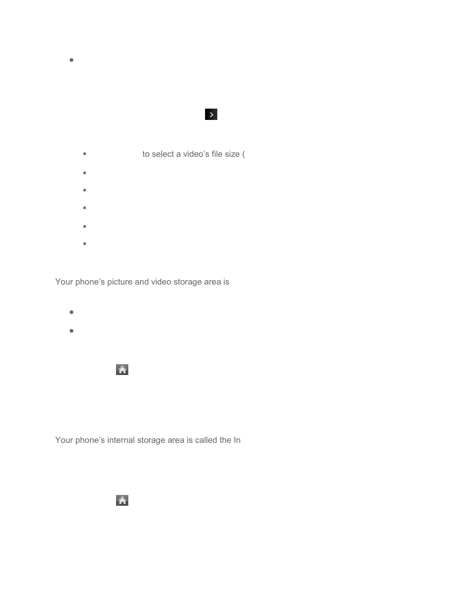 Video settings, Store pictures and videos | LG LN272 User Manual | Page 98 / 124
