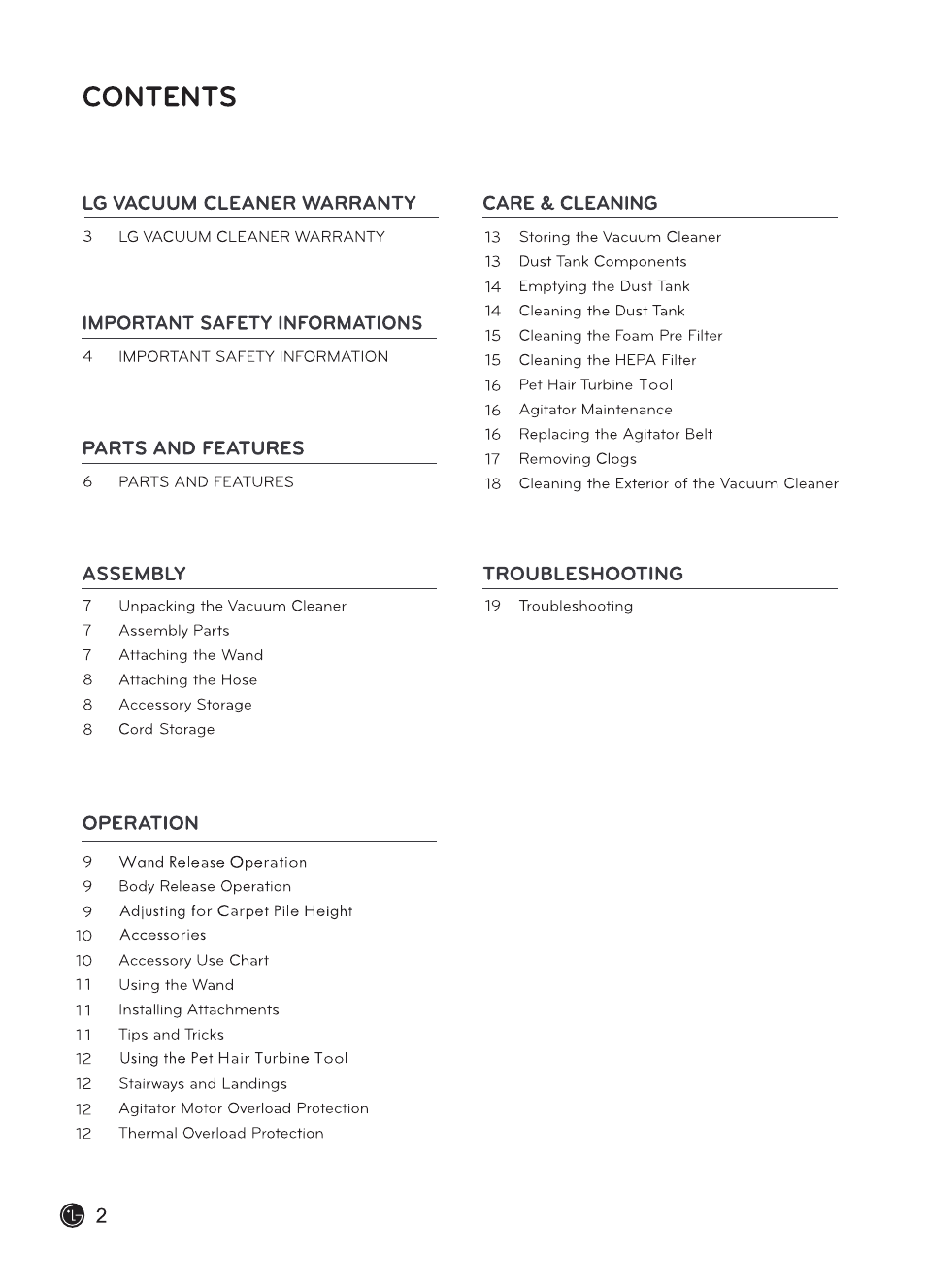 LG LUV250C User Manual | Page 3 / 63