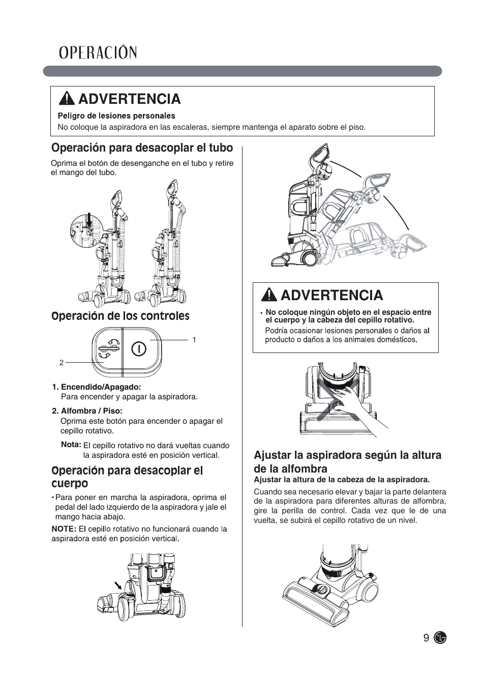 Operación para desacoplar el tubo | LG LUV250C User Manual | Page 30 / 63