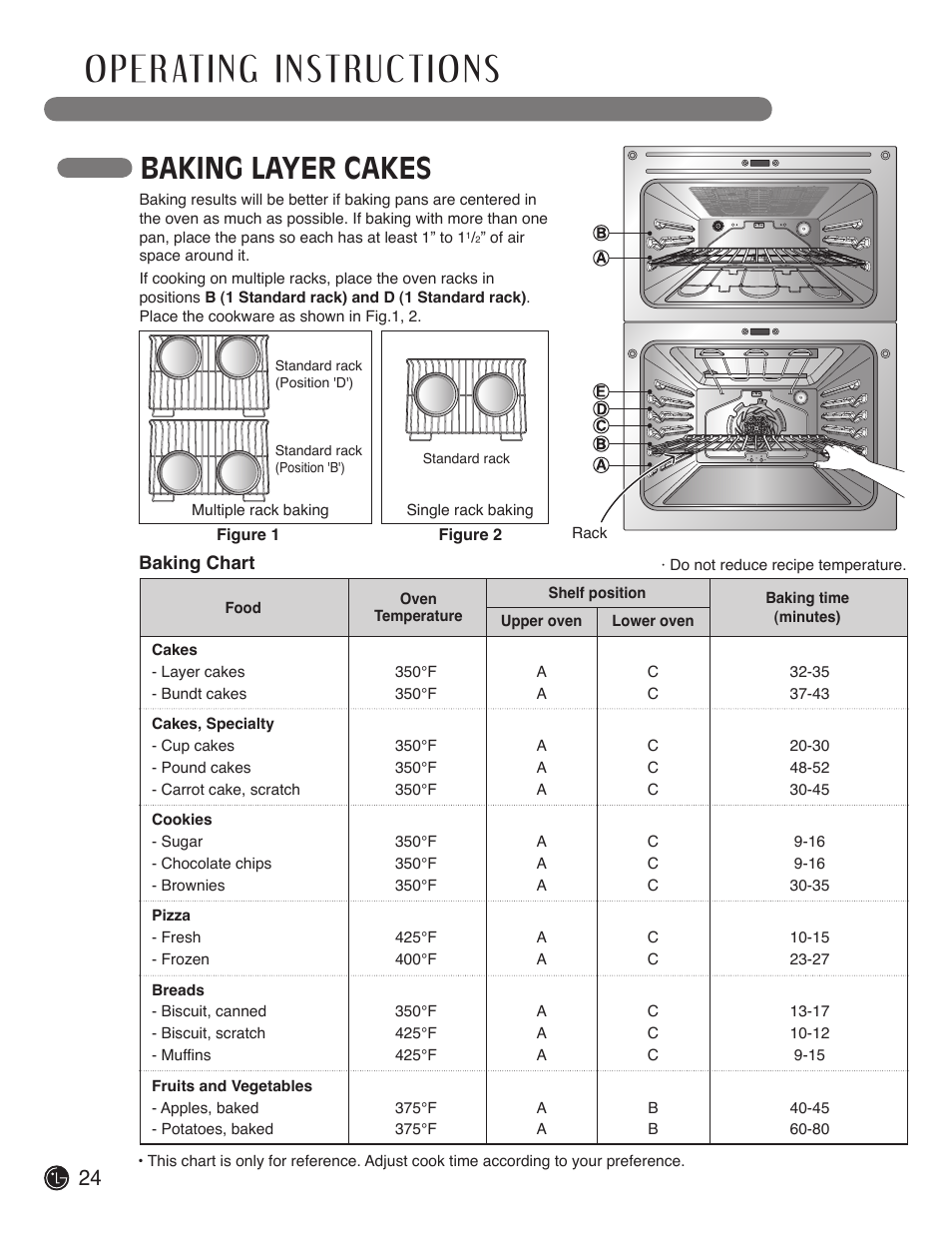 Baking layer cakes | LG LDE3017SW User Manual | Page 24 / 53