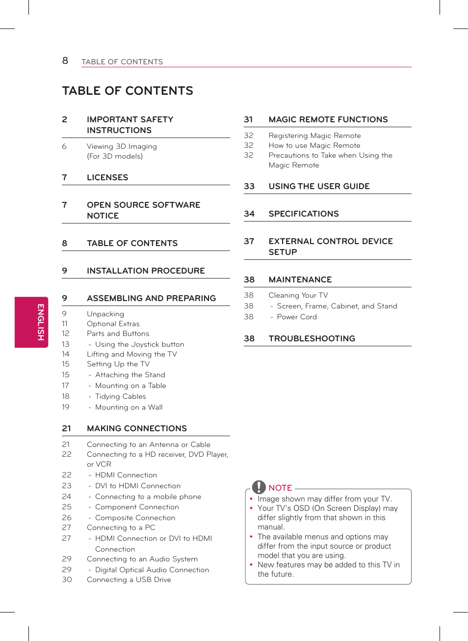 LG 55LB7200 User Manual | Page 8 / 40