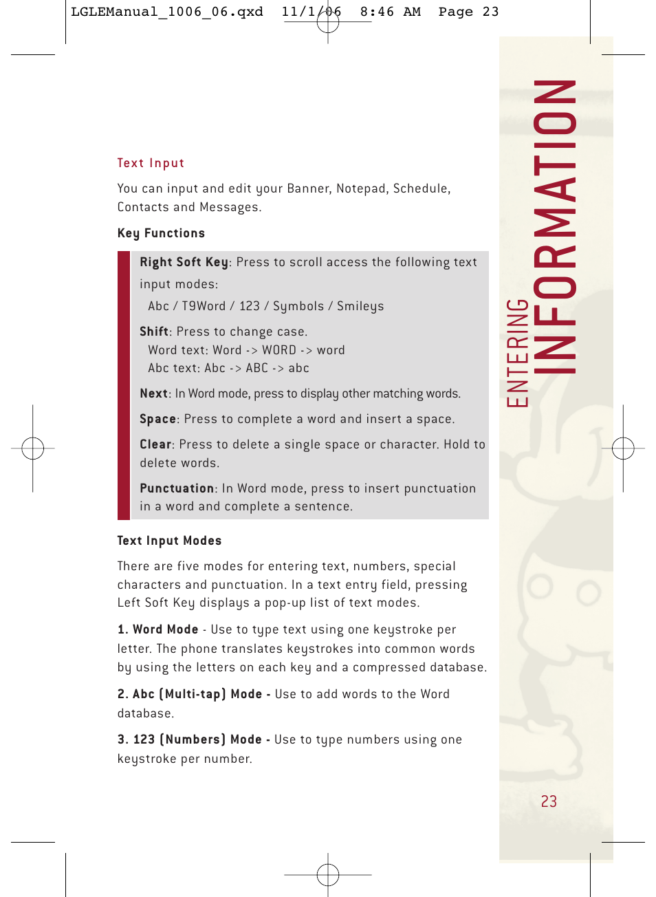 Enter in g | LG DML210 User Manual | Page 23 / 121