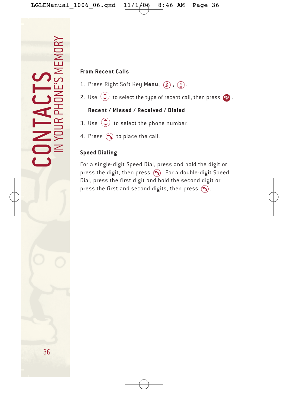 Co nt ac ts | LG DML210 User Manual | Page 36 / 121