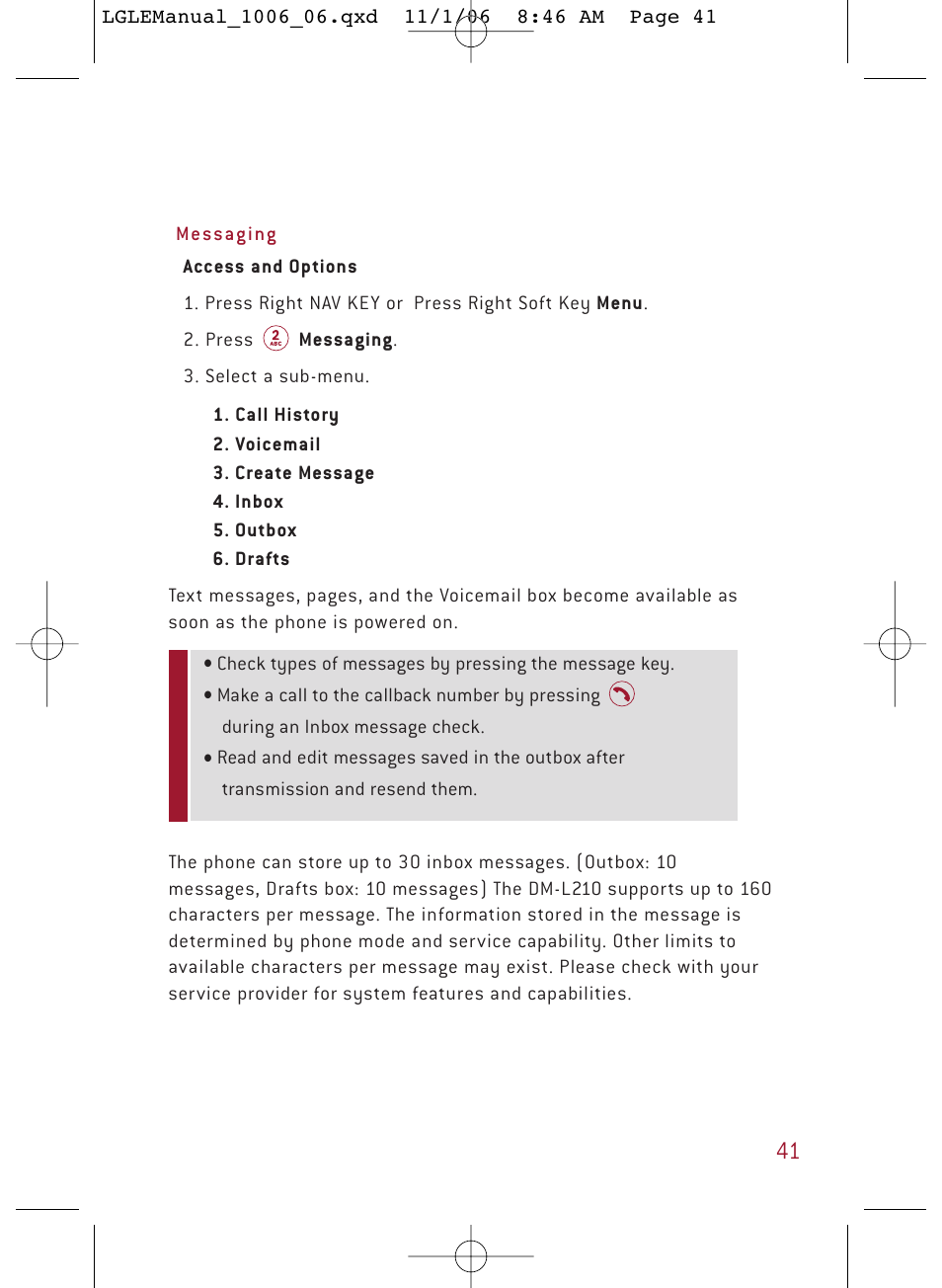 LG DML210 User Manual | Page 41 / 121