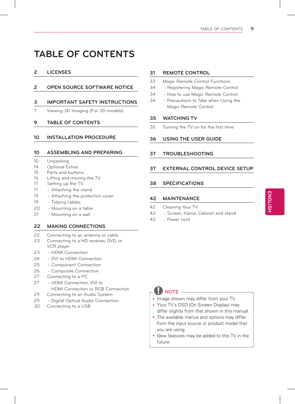 LG 42PM4700 User Manual | Page 9 / 56