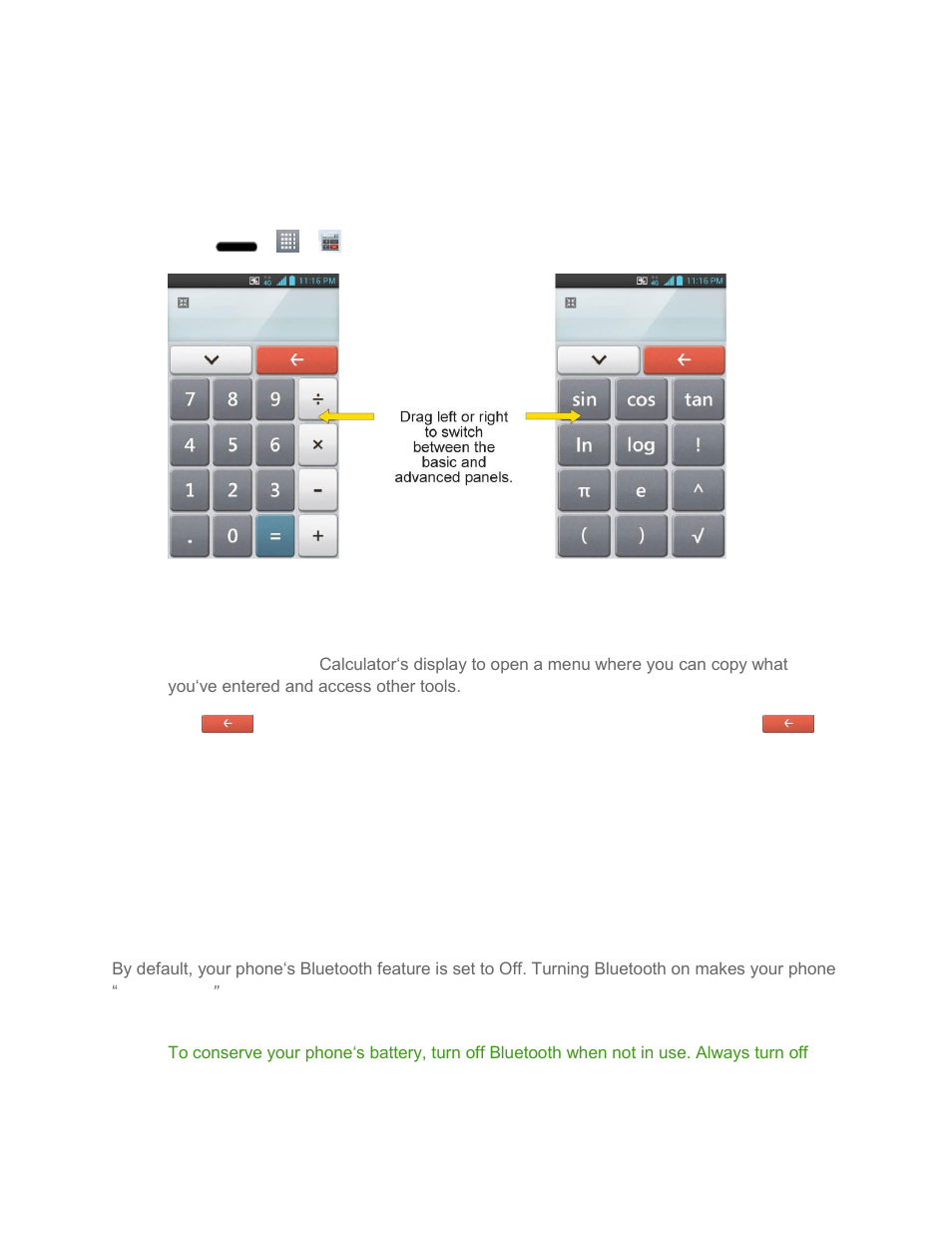 Calculator, Bluetooth, Turn bluetooth on and off | LG LG720 User Manual | Page 139 / 175