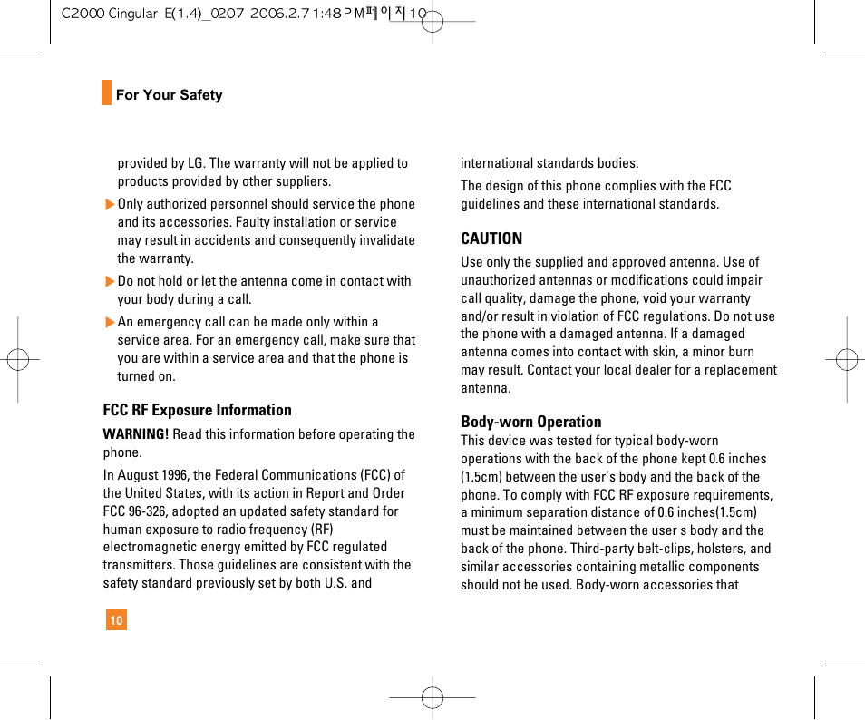 LG C2000 User Manual | Page 12 / 228