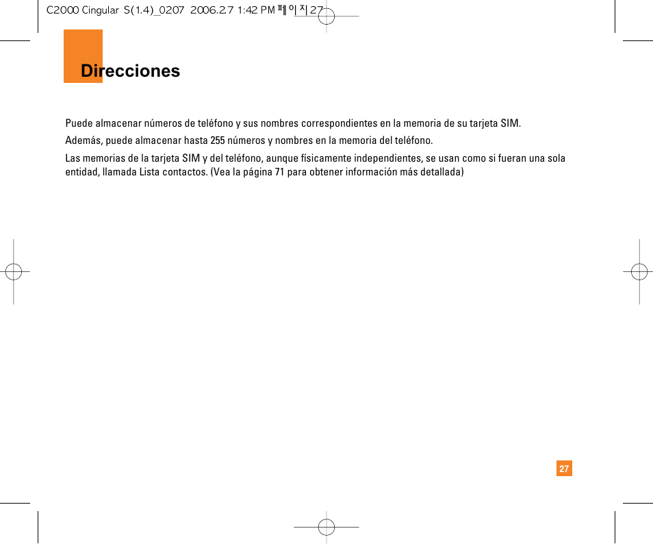 Direcciones | LG C2000 User Manual | Page 142 / 228