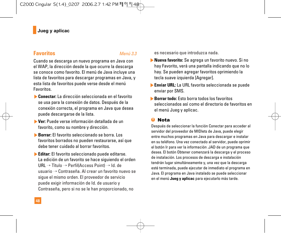 Favoritos | LG C2000 User Manual | Page 163 / 228