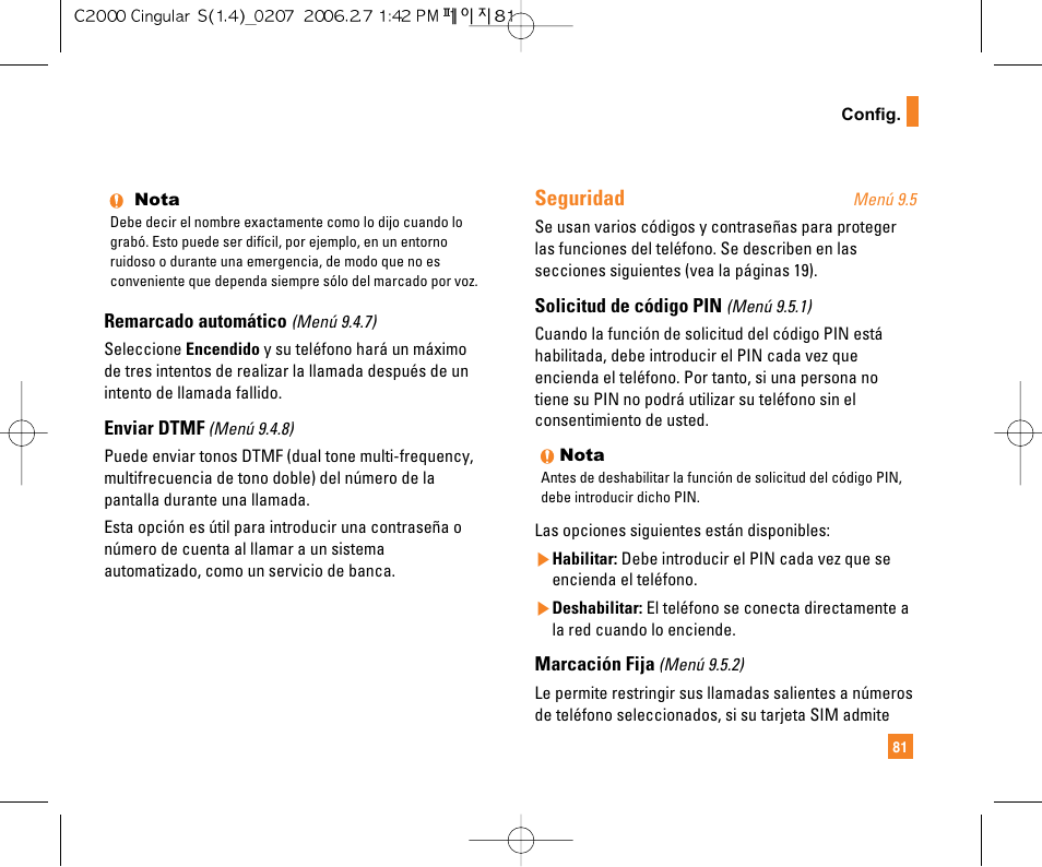 Seguridad | LG C2000 User Manual | Page 196 / 228