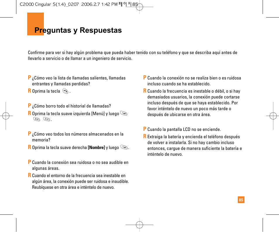 Preguntas y respuestas | LG C2000 User Manual | Page 200 / 228