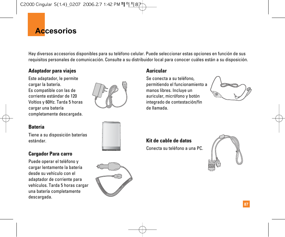 Accesorios | LG C2000 User Manual | Page 202 / 228