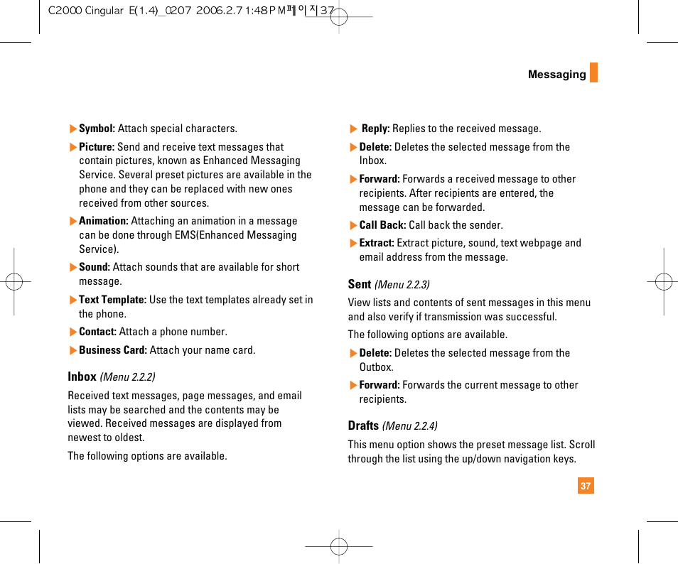 LG C2000 User Manual | Page 39 / 228