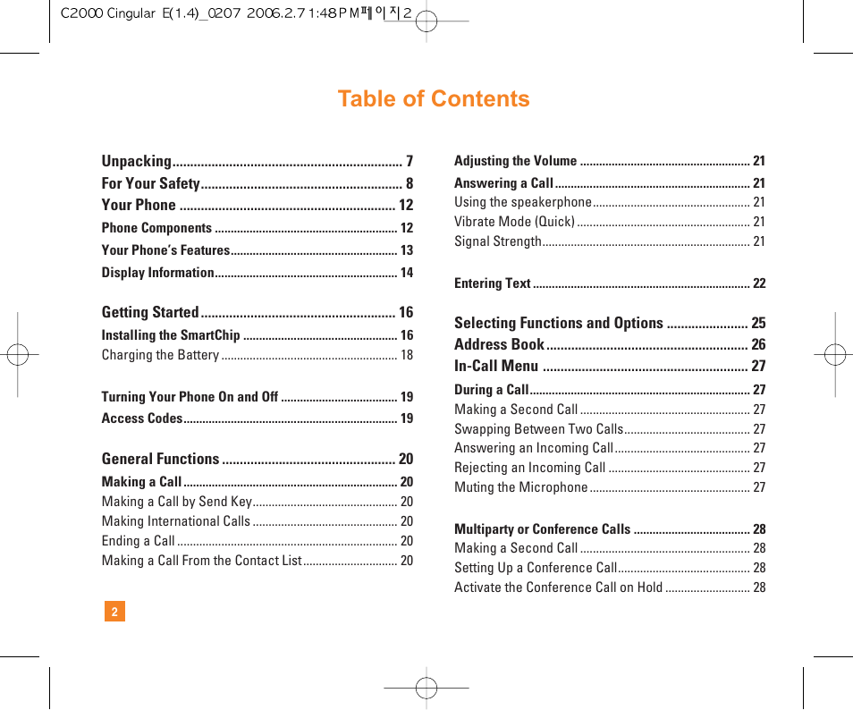 LG C2000 User Manual | Page 4 / 228