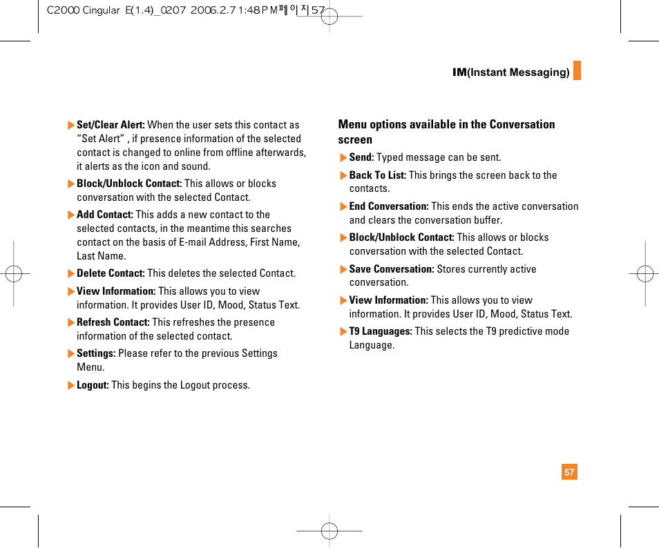 LG C2000 User Manual | Page 59 / 228