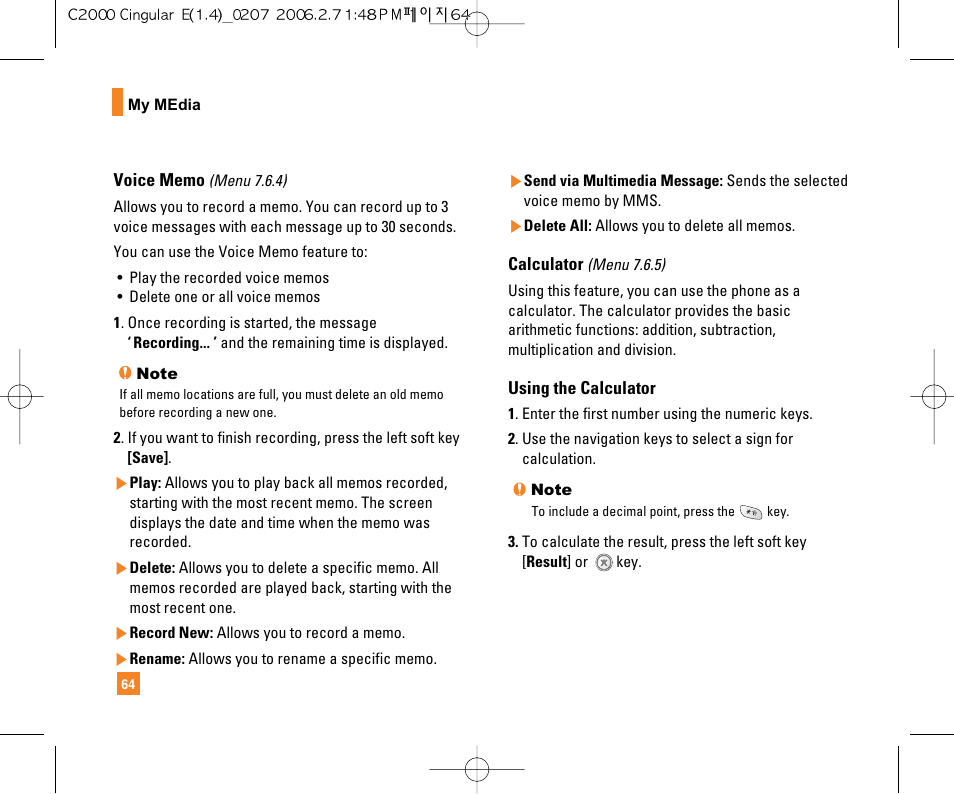 LG C2000 User Manual | Page 66 / 228