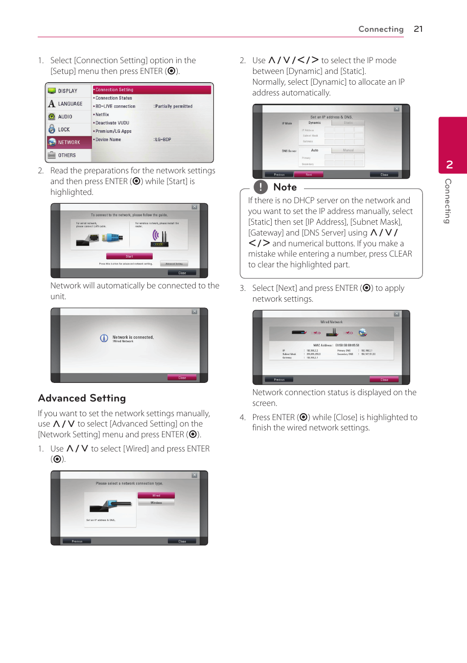 LG BP520 User Manual | Page 21 / 64
