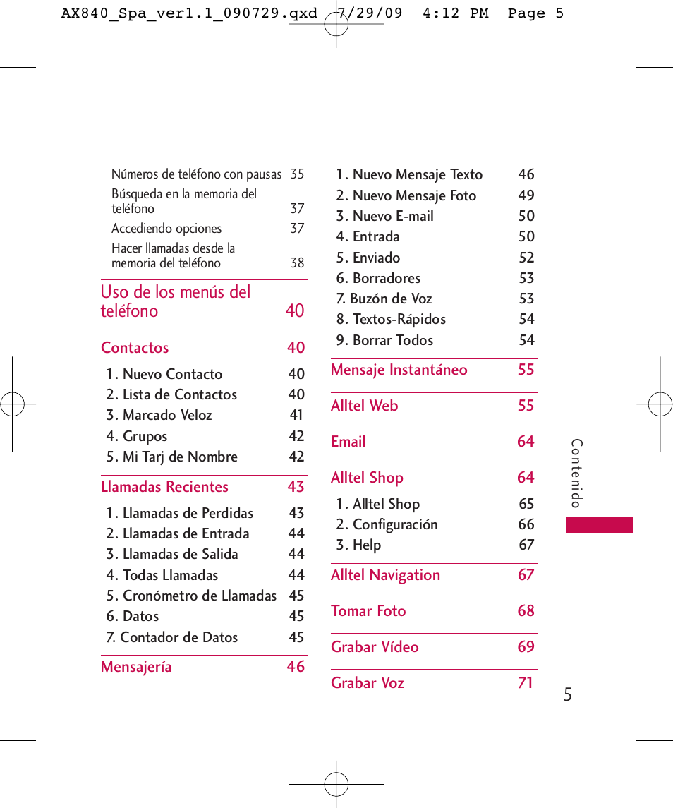 Uso de los menús del teléfono 40 | LG LGAX840A User Manual | Page 151 / 306