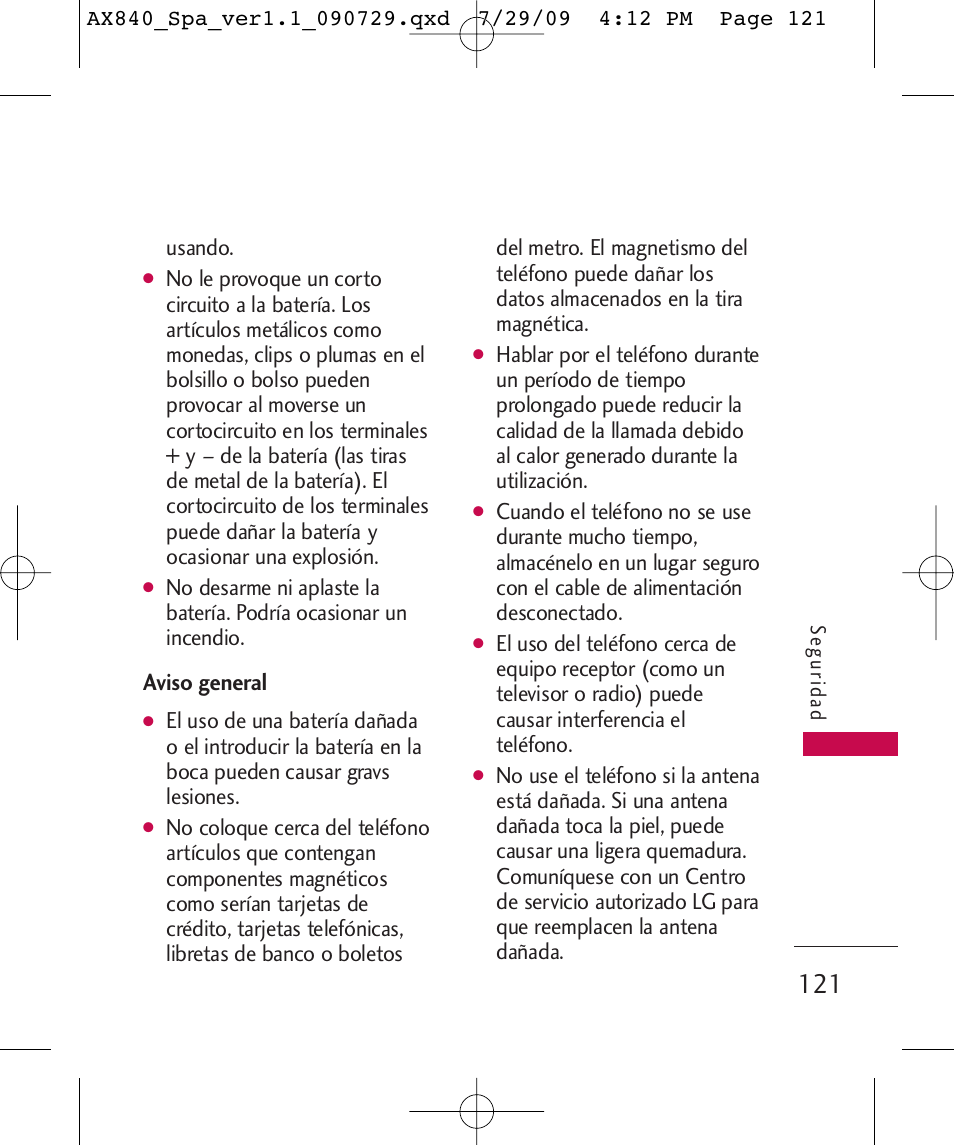 Aviso general | LG LGAX840A User Manual | Page 267 / 306