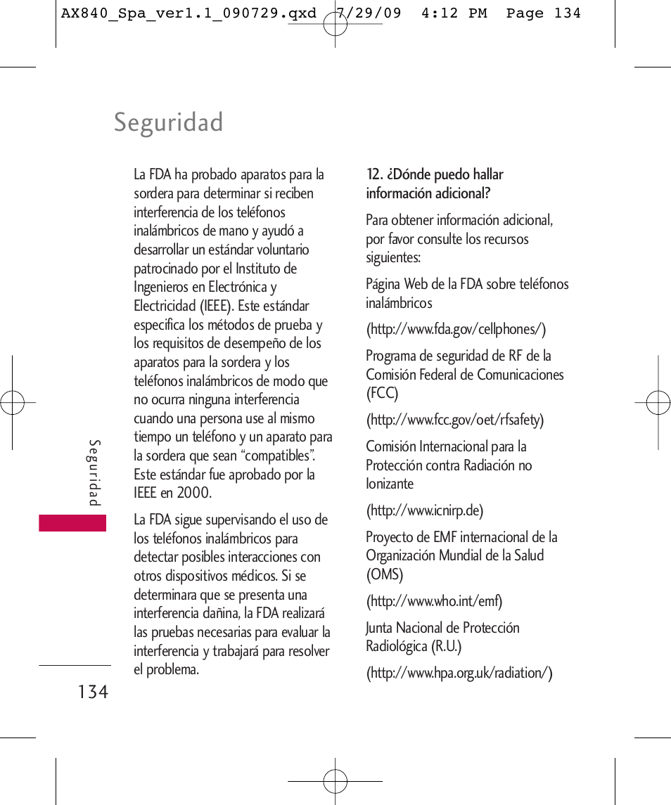 Seguridad | LG LGAX840A User Manual | Page 280 / 306