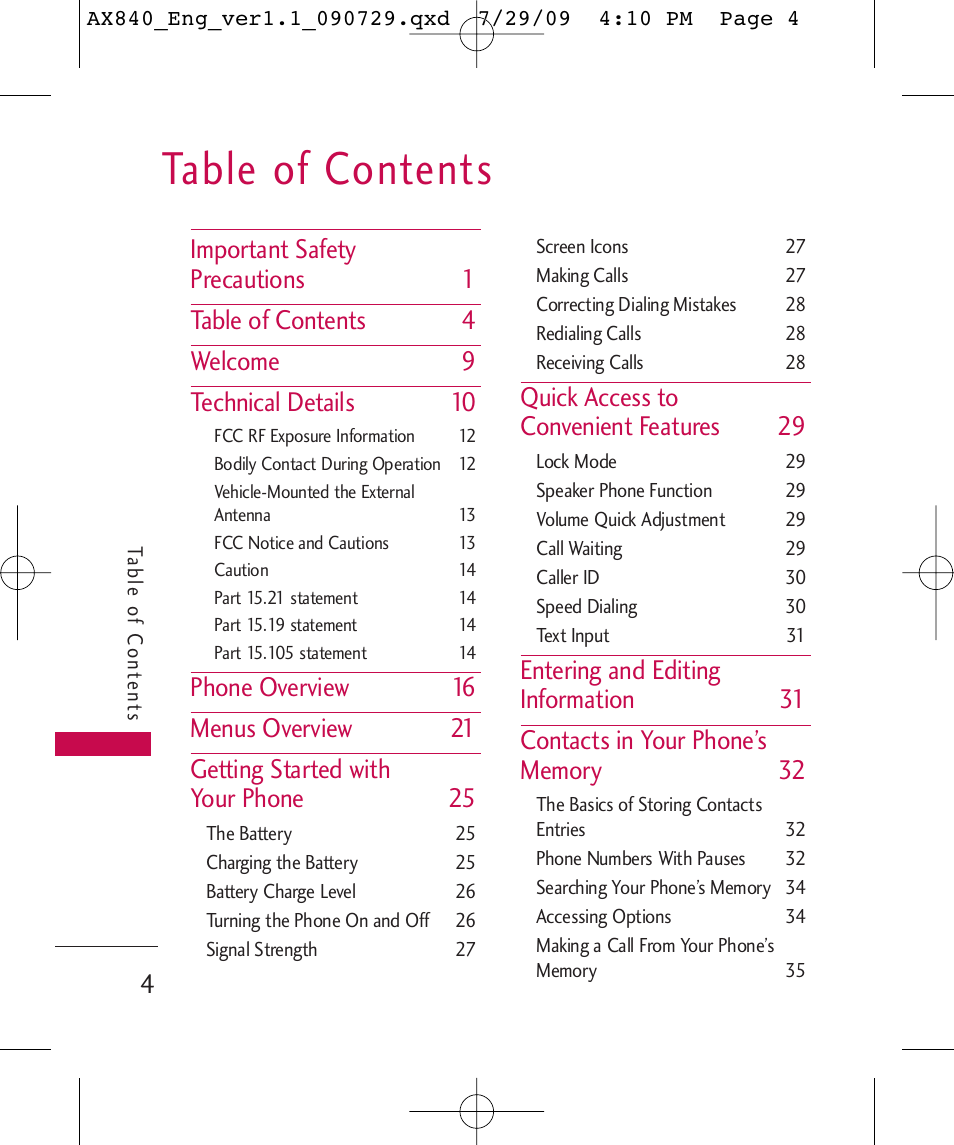 LG LGAX840A User Manual | Page 6 / 306