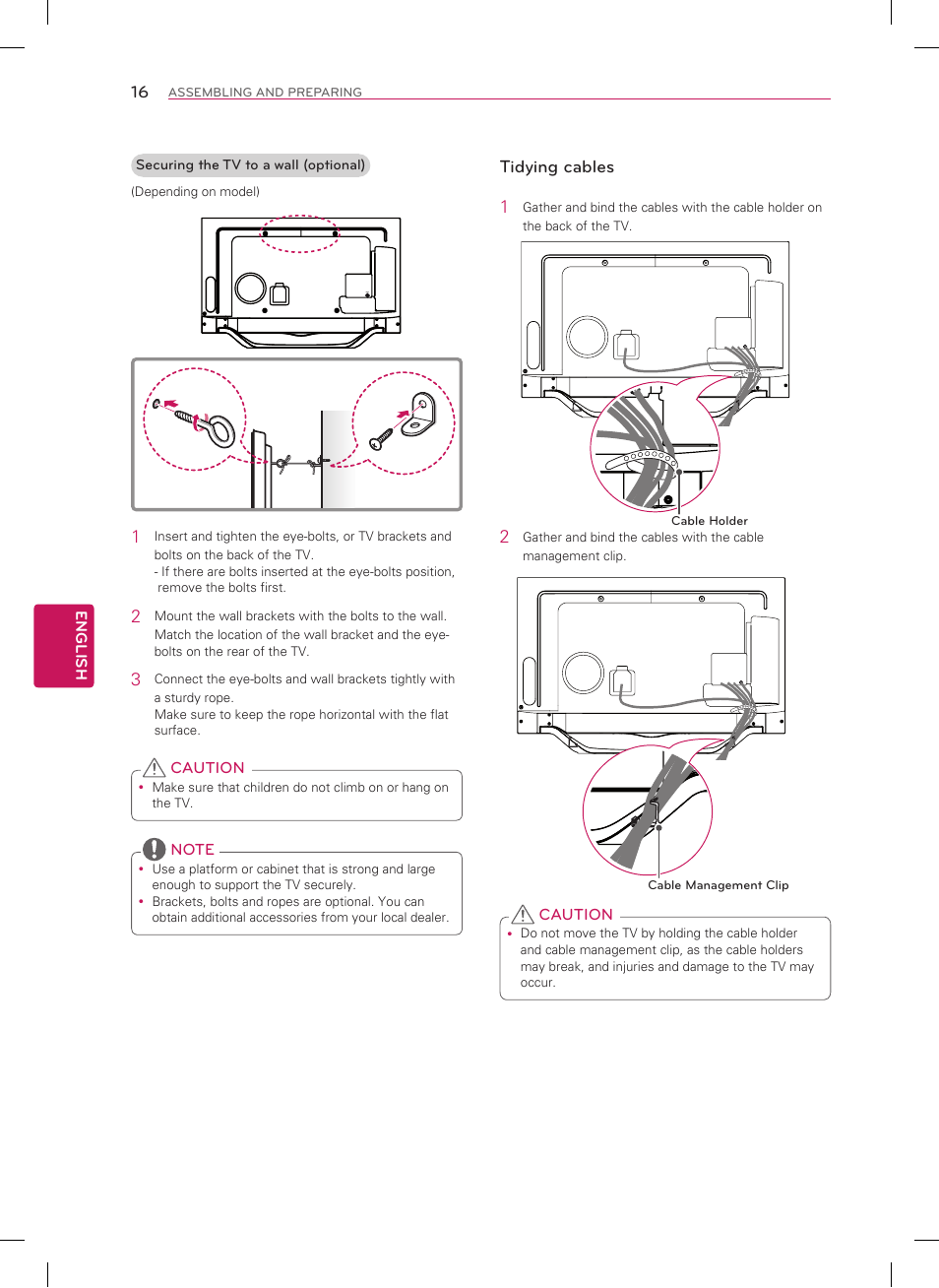 Tidying cables 1 | LG 47LA7400 User Manual | Page 16 / 52