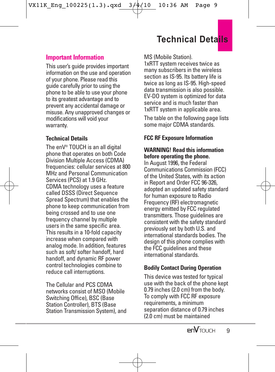 Technical details | LG VX11000 User Manual | Page 11 / 398