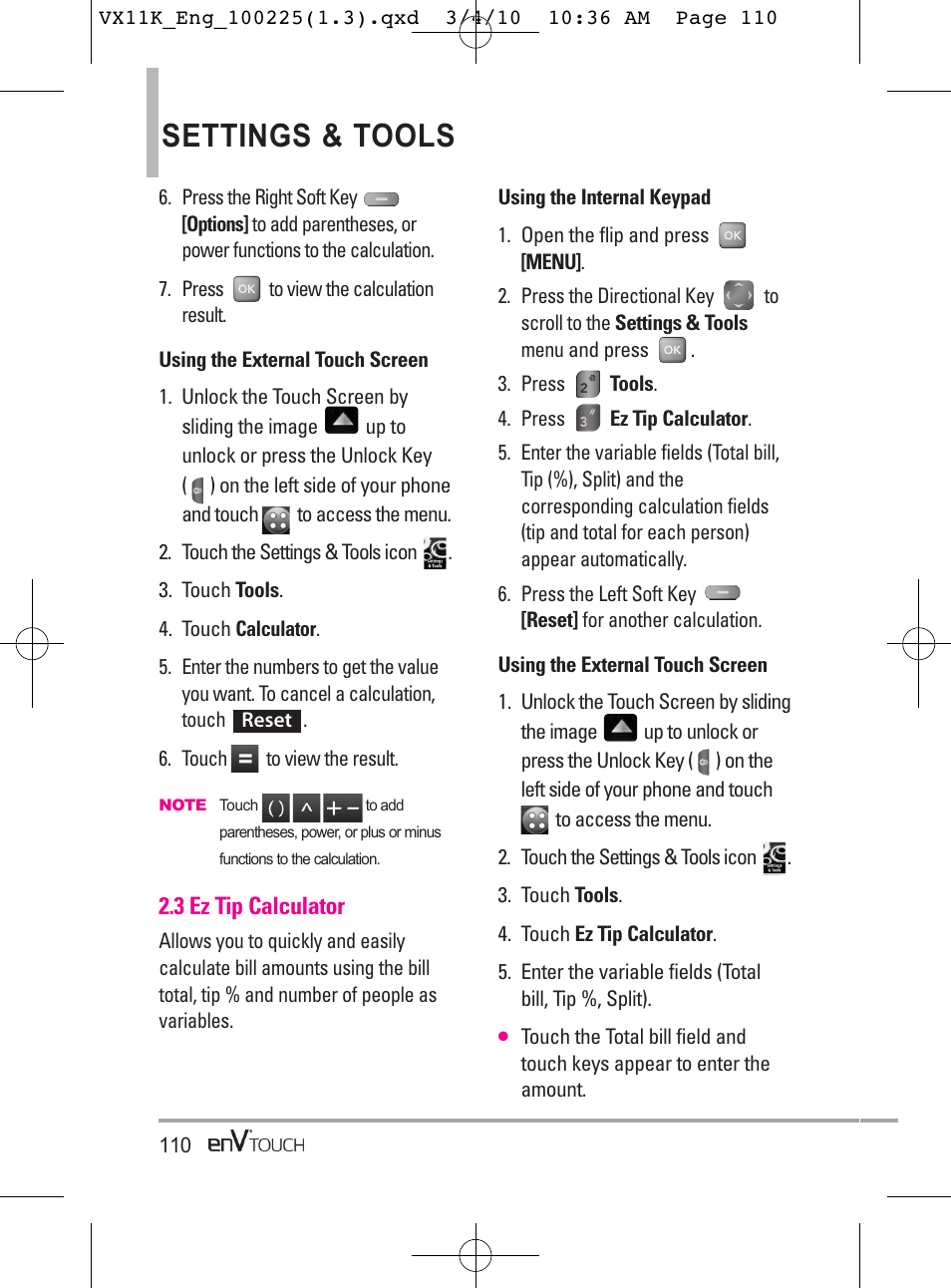 Settings & tools | LG VX11000 User Manual | Page 112 / 398