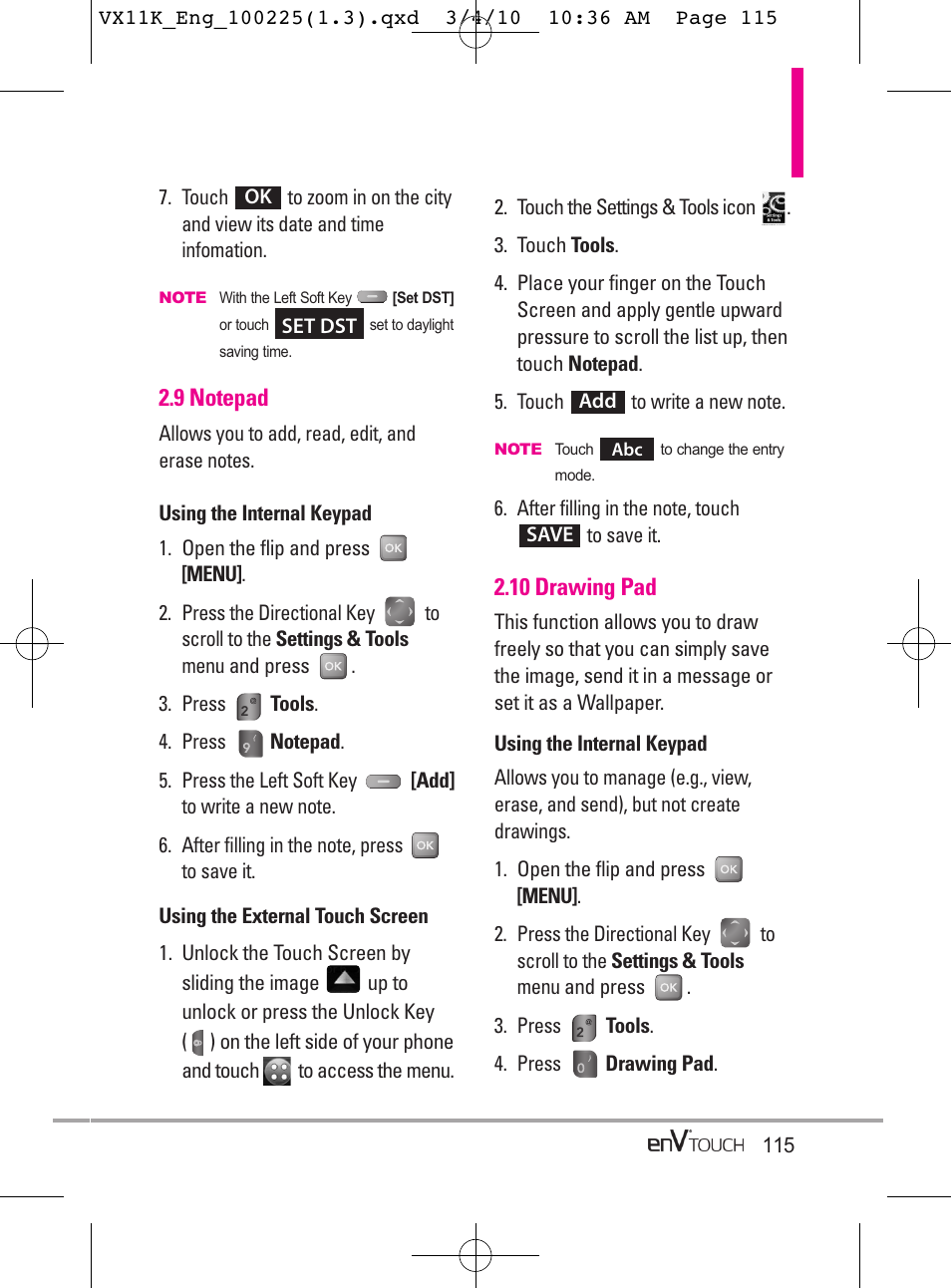 10 drawing pad | LG VX11000 User Manual | Page 117 / 398